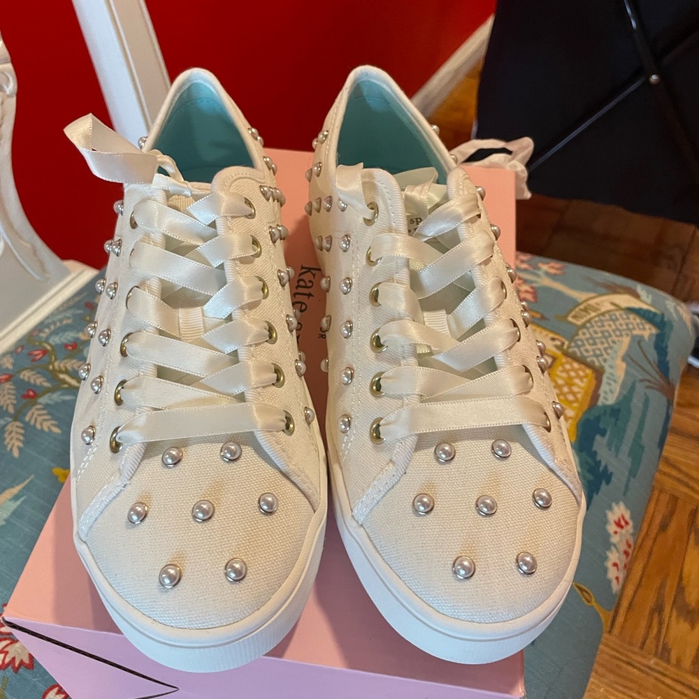 NEW WITH BOX Kate Spade Pearl Sneakers sz 8